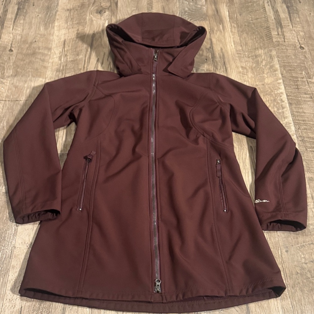 Eddie Bauer - Burgundy Hooded Jacket with Fleece Lining - Size PS